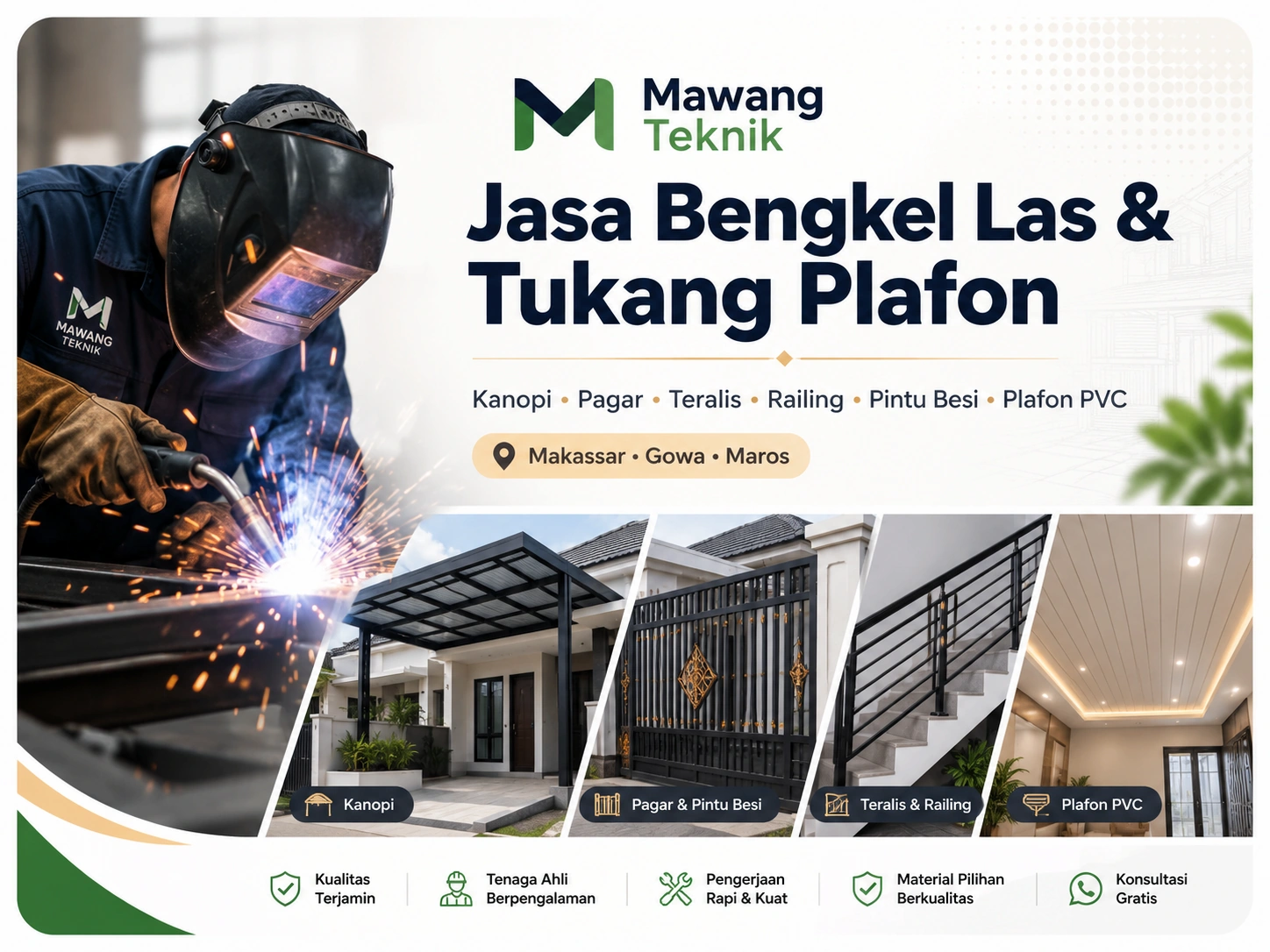 Jasa bengkel las dan tukang plafon Makassar