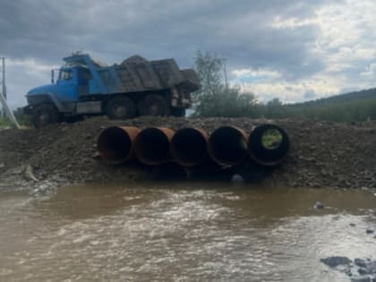 Восстановление переправы в Тыелге после июльского паводка