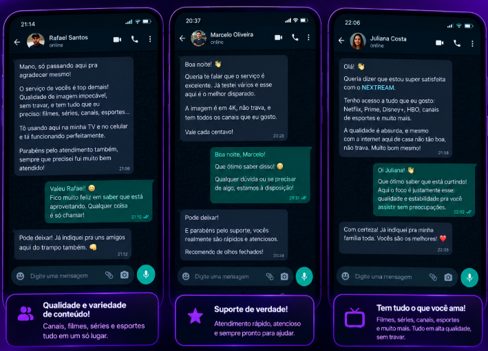 Depoimentos de clientes NEXTREAM