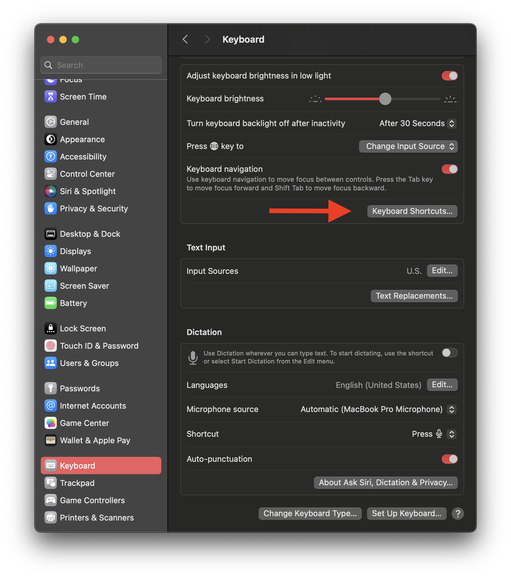MacOS Keyboard Preferences