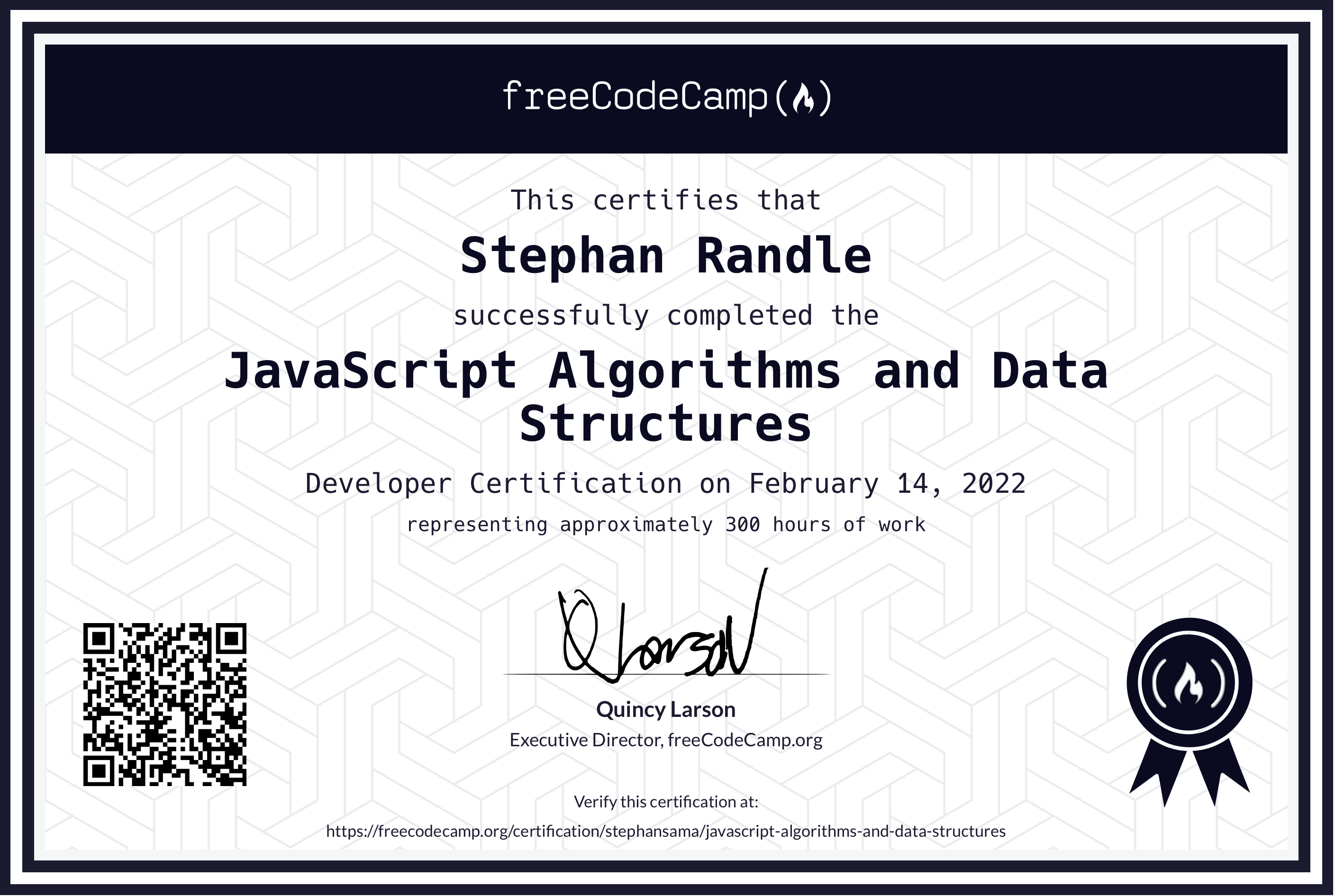 FreeCodeCamp certificate