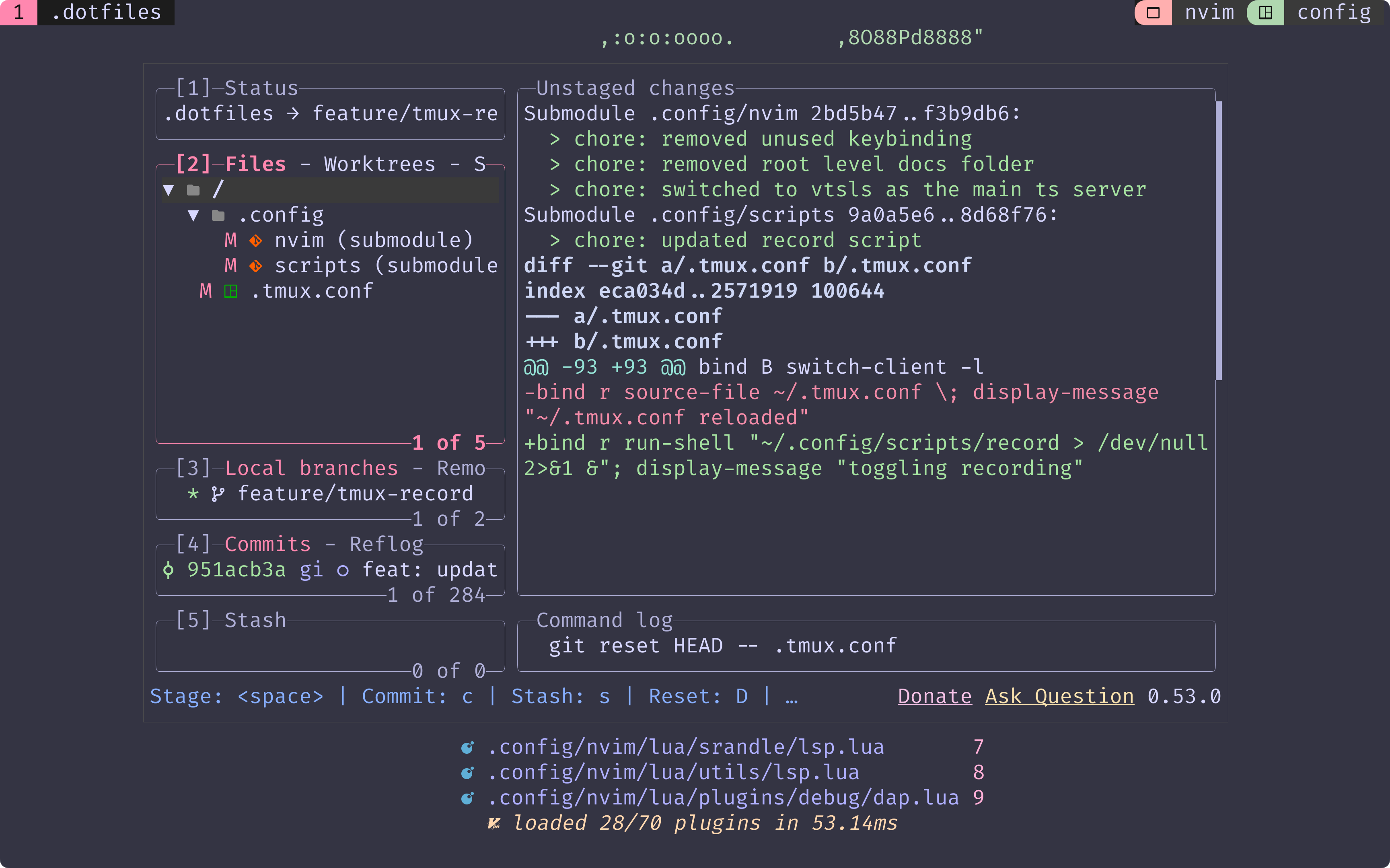 Integrating lazygit into tmux for Git Management