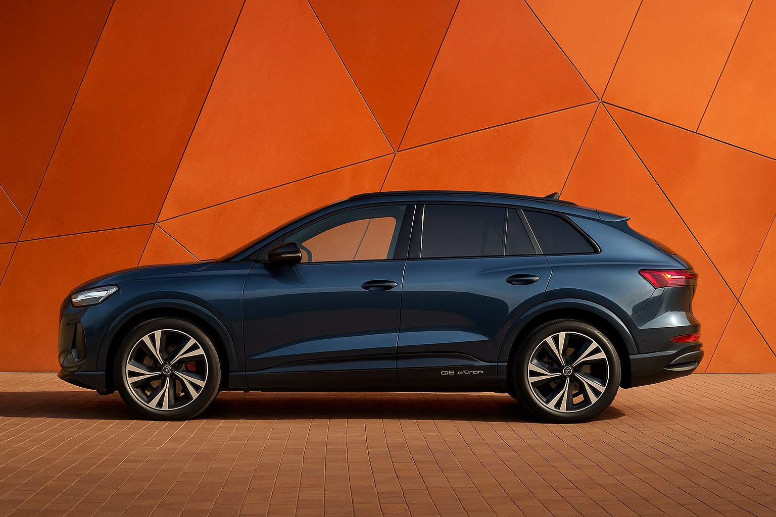 Audi Q6 e-tron frontale su strada