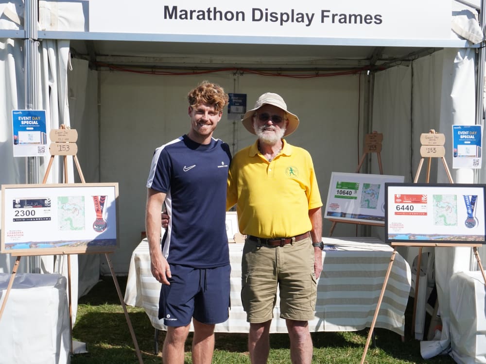 A Marathon Display Frames medal, bib and race map frame