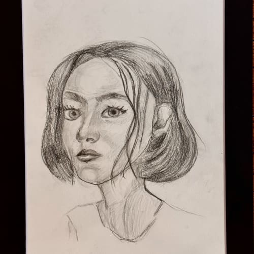 Wide-Eyed Girl With Bob Hair