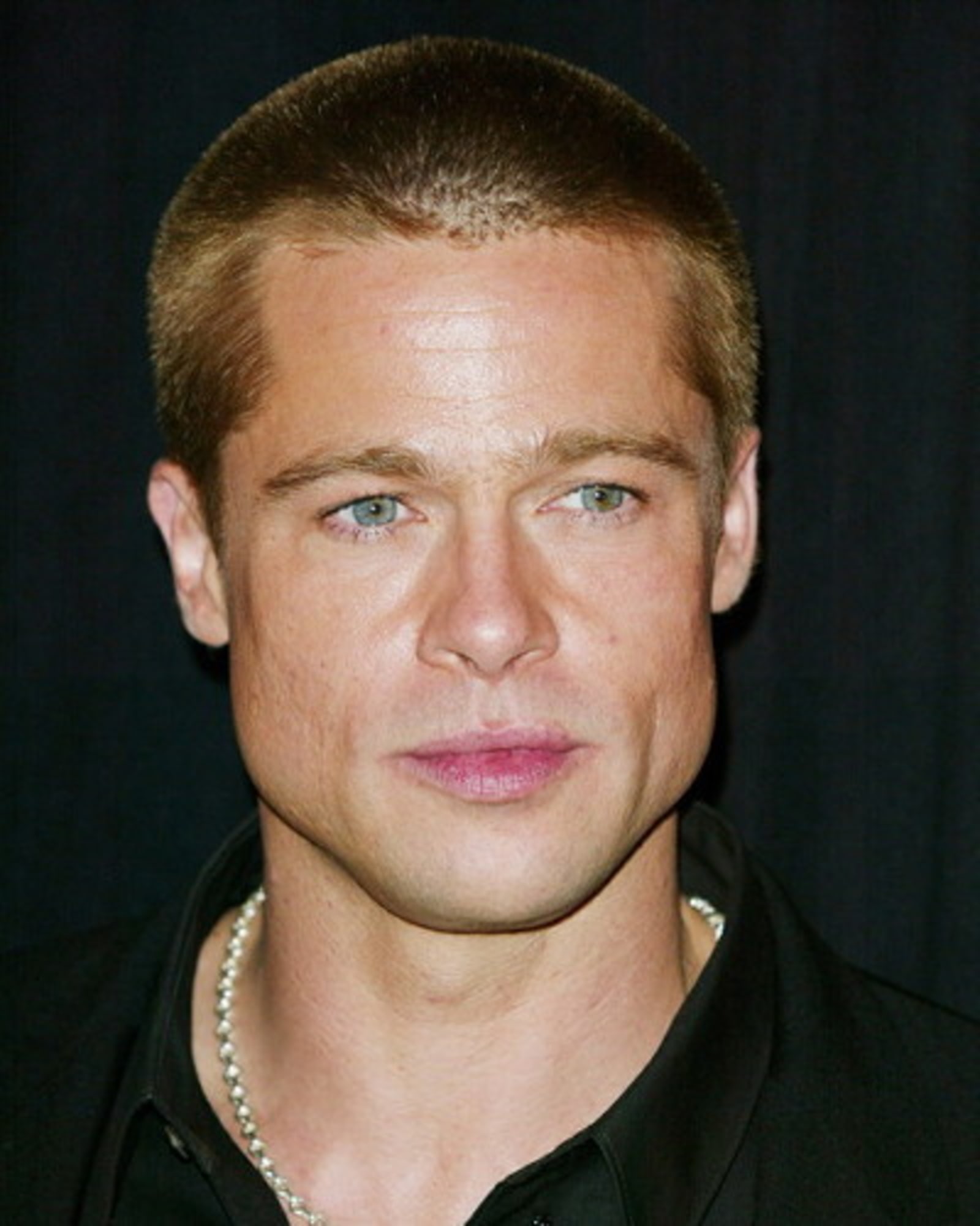 Brad Pitt posed with large jaw muscles