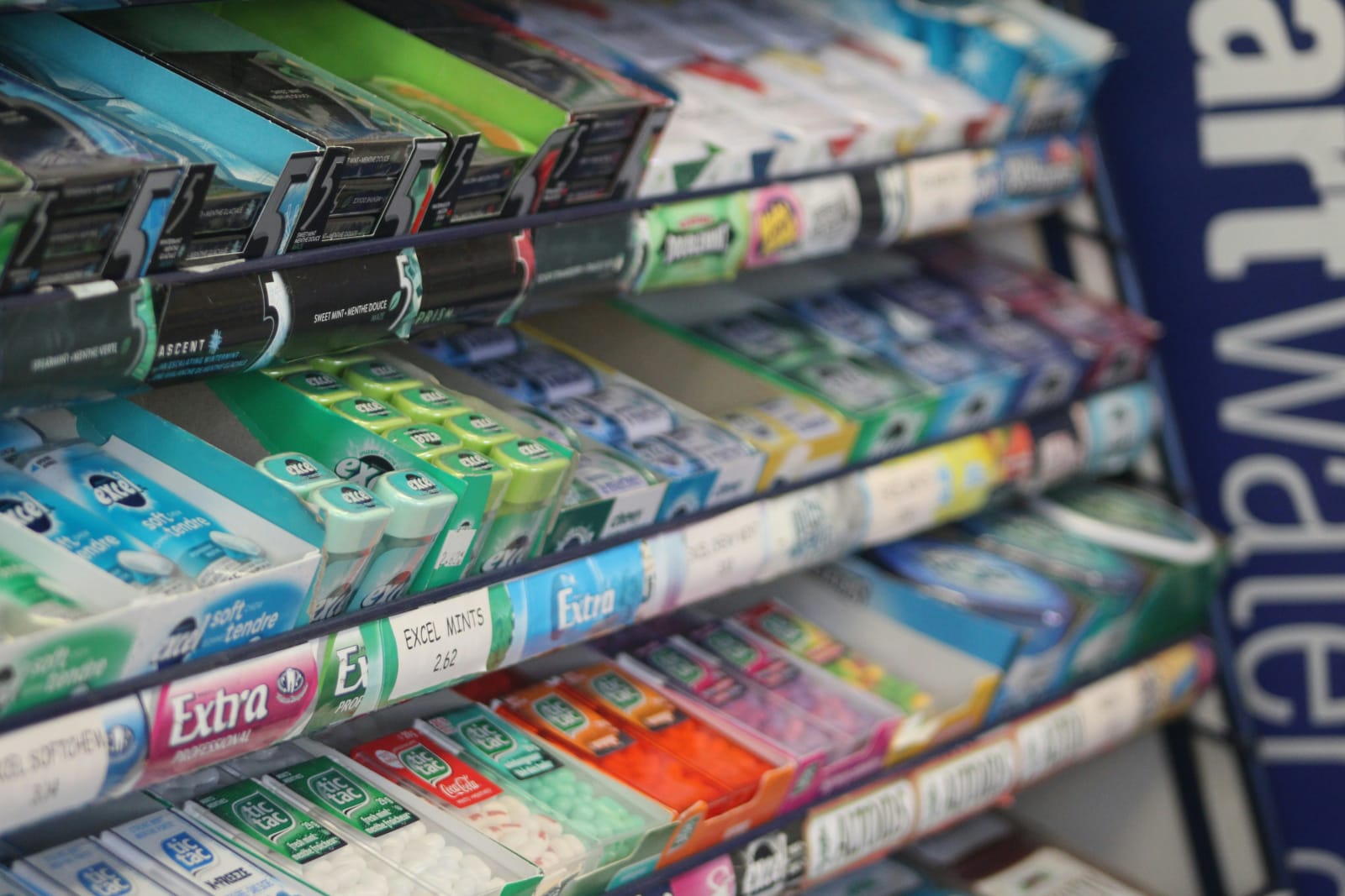 Gum aisle in store with an assortment of options.