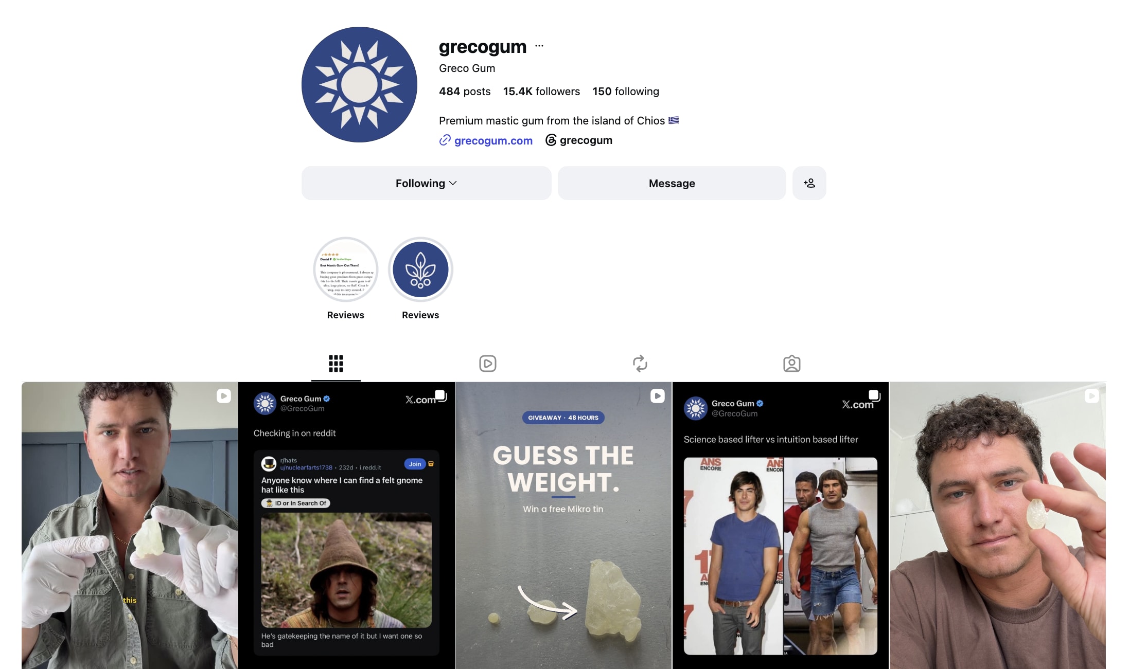 Greco Gum’s Instagram page