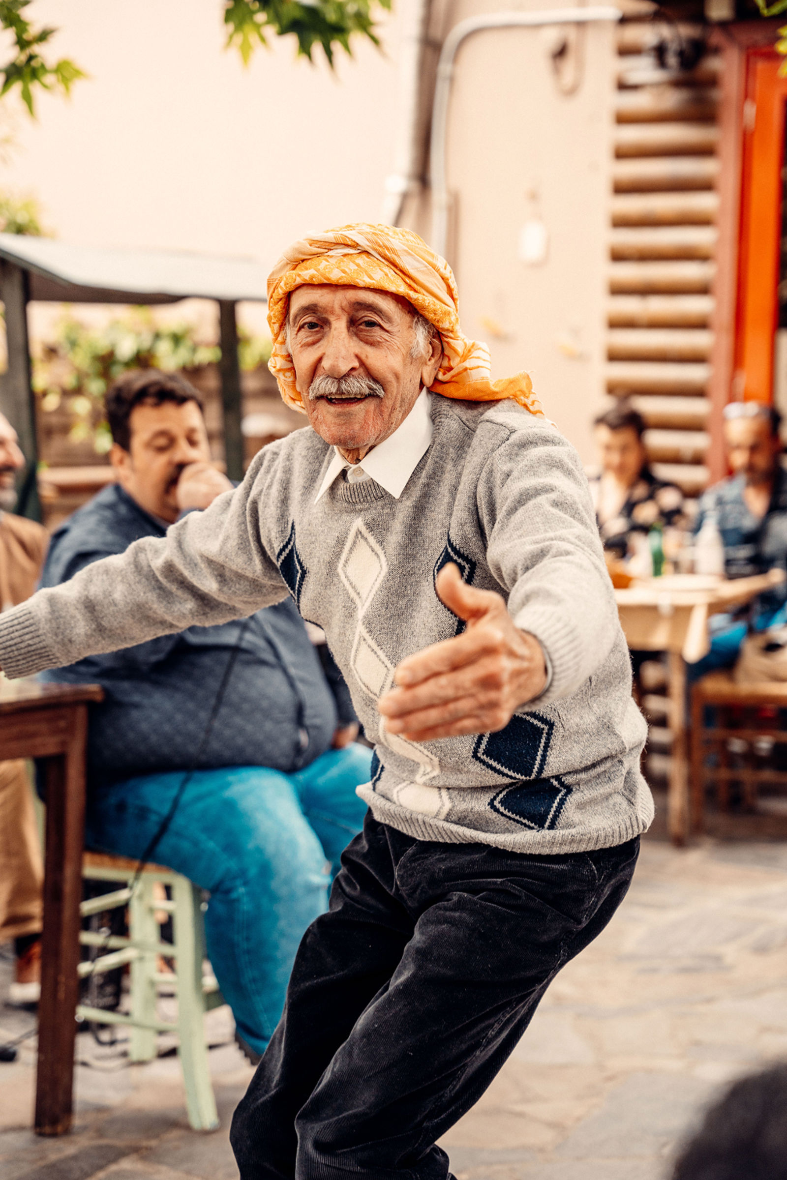 A man dancing at a village celebration on Chios