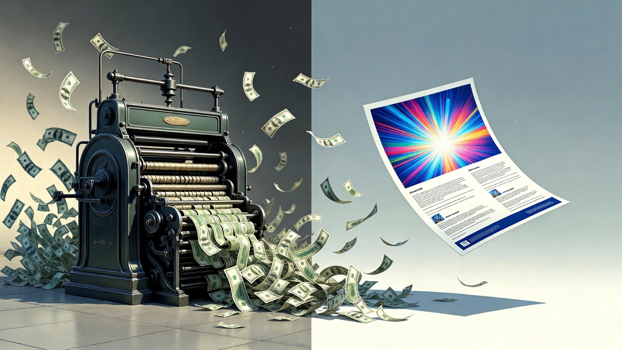 Hình ảnh một website đang vận hành như một cỗ máy in tiền