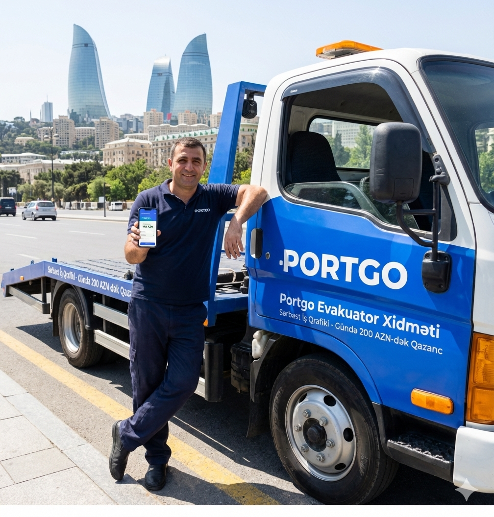 Evakuator Sürücüləri üçün Portgo: Sərbəst İş Qrafiki və Gündə 200 AZN-dək Qazanc