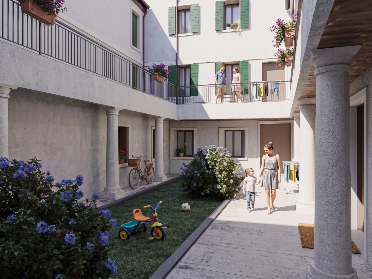 Le Corti d'Este - Cortile con porticato storico
