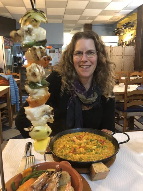 Paella and monkfish at Prazeres
