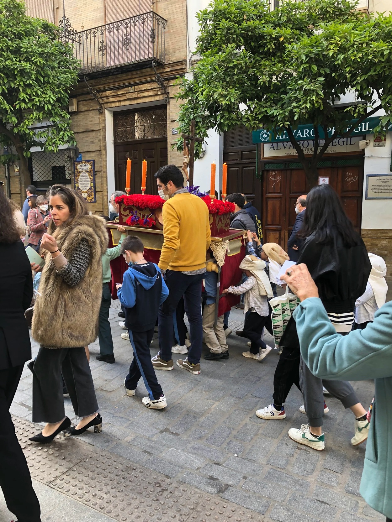 School children doing mock parades