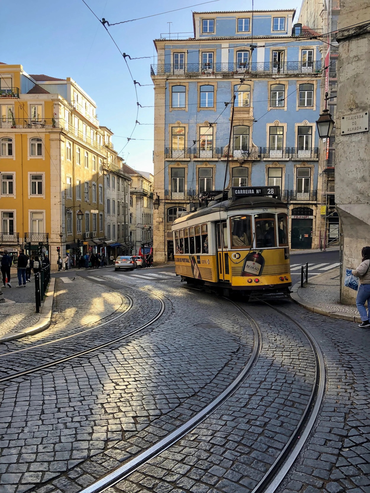 Yellow trams in Lisbon