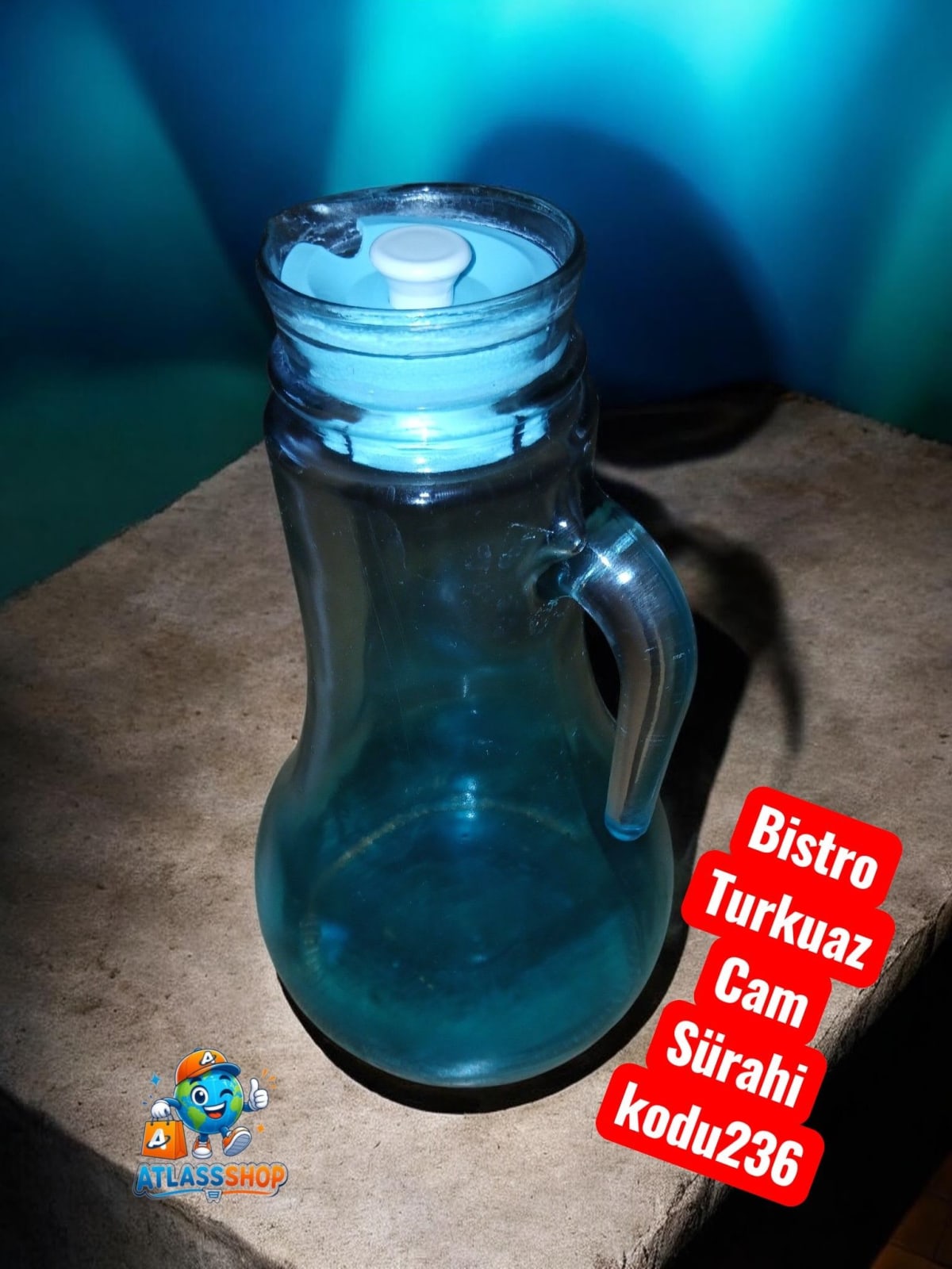 #Bistro #Turkuaz #Cam #Sürahi kodu236 #atlassshop kalitesiyle üretilmiş, 
