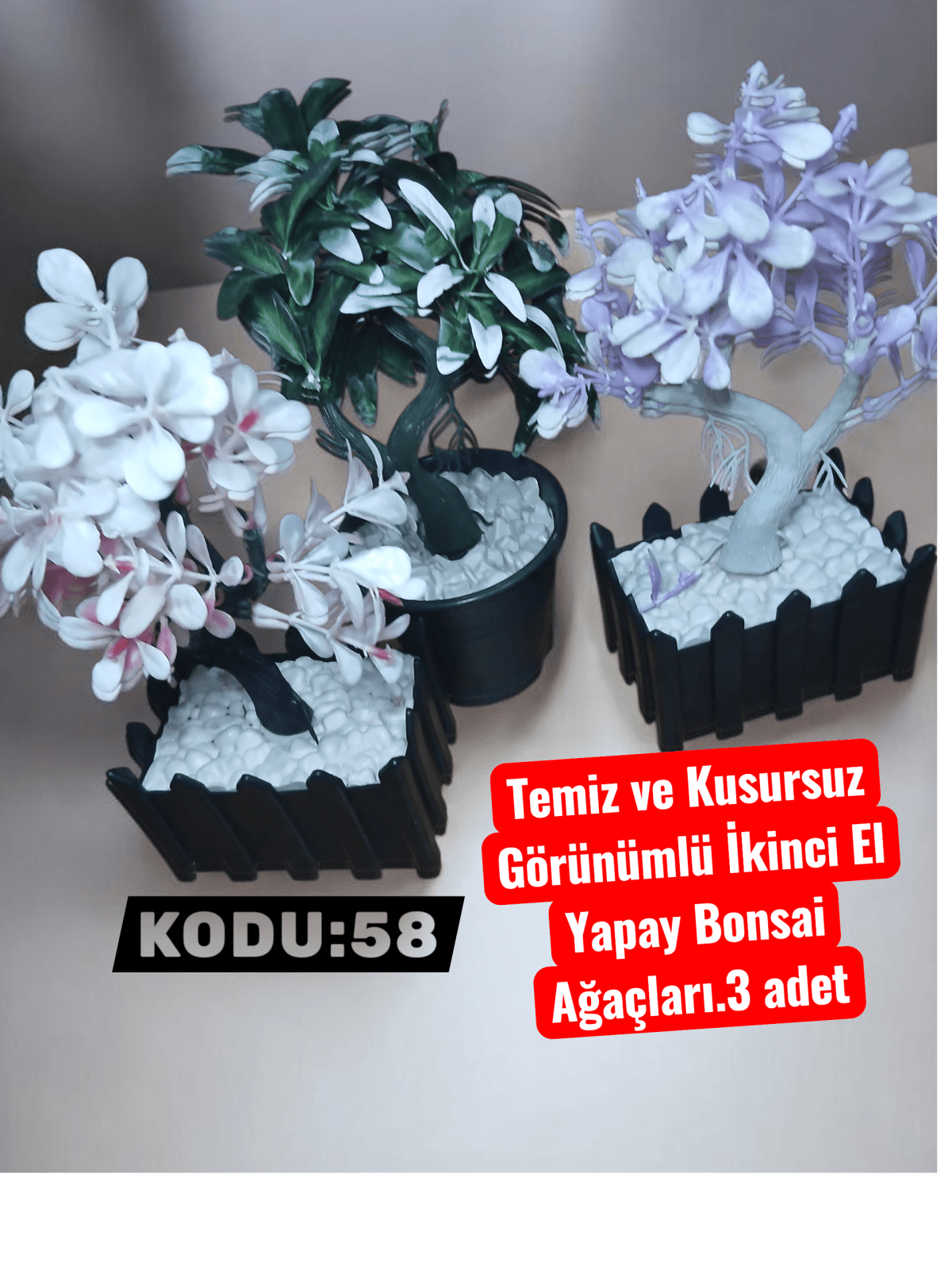 Temiz ve Kusursuz Görünümlü İkinci El Yapay #Bonsai #Ağaçları.3 adet 