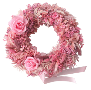 Trockenblumenkranz in Rosa.