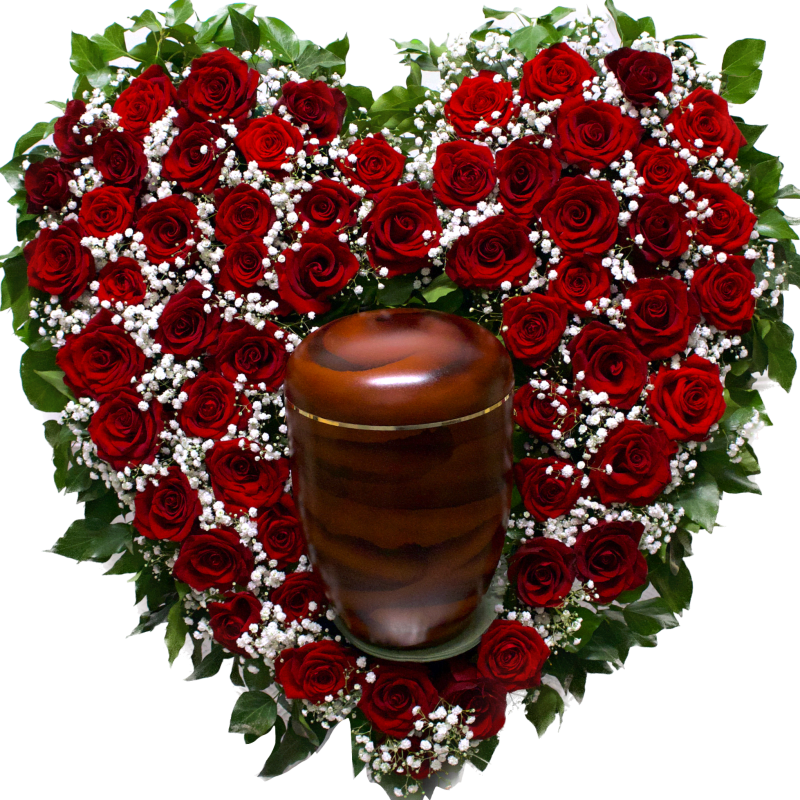 Urnenherz aus Rosen "Ewige Verbundenheit"