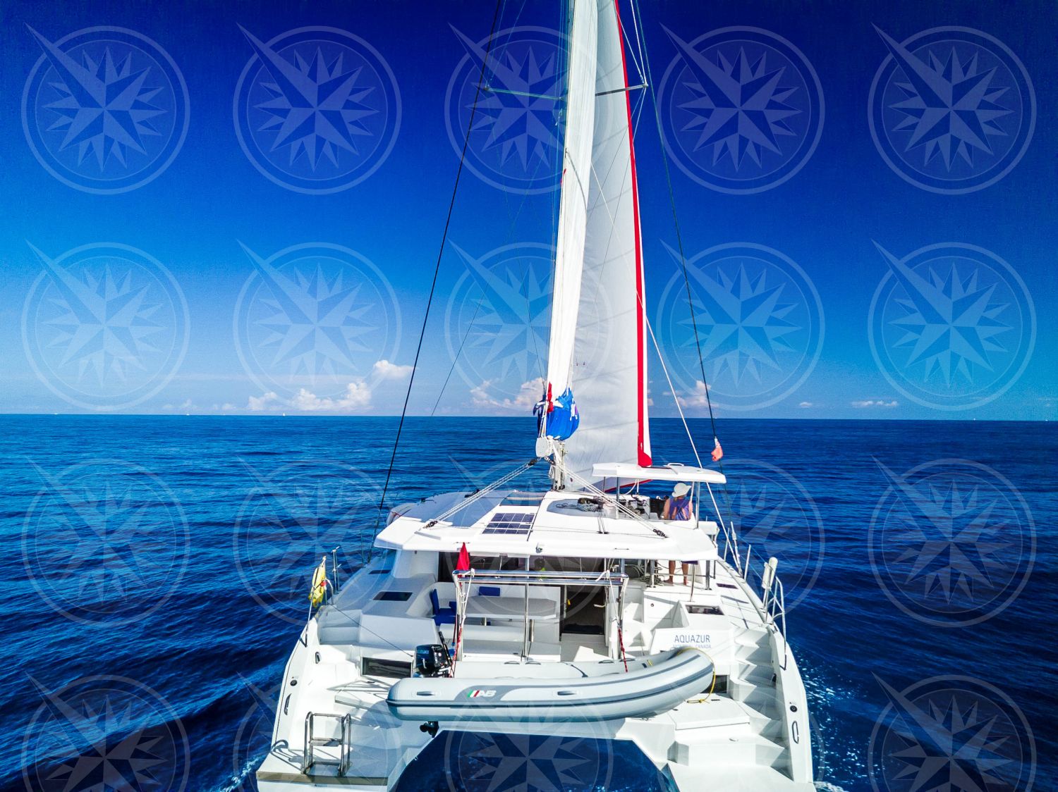 Catamaran sailing in open seas