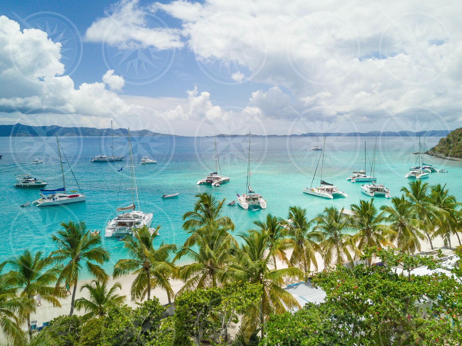 Boats anchored off shore