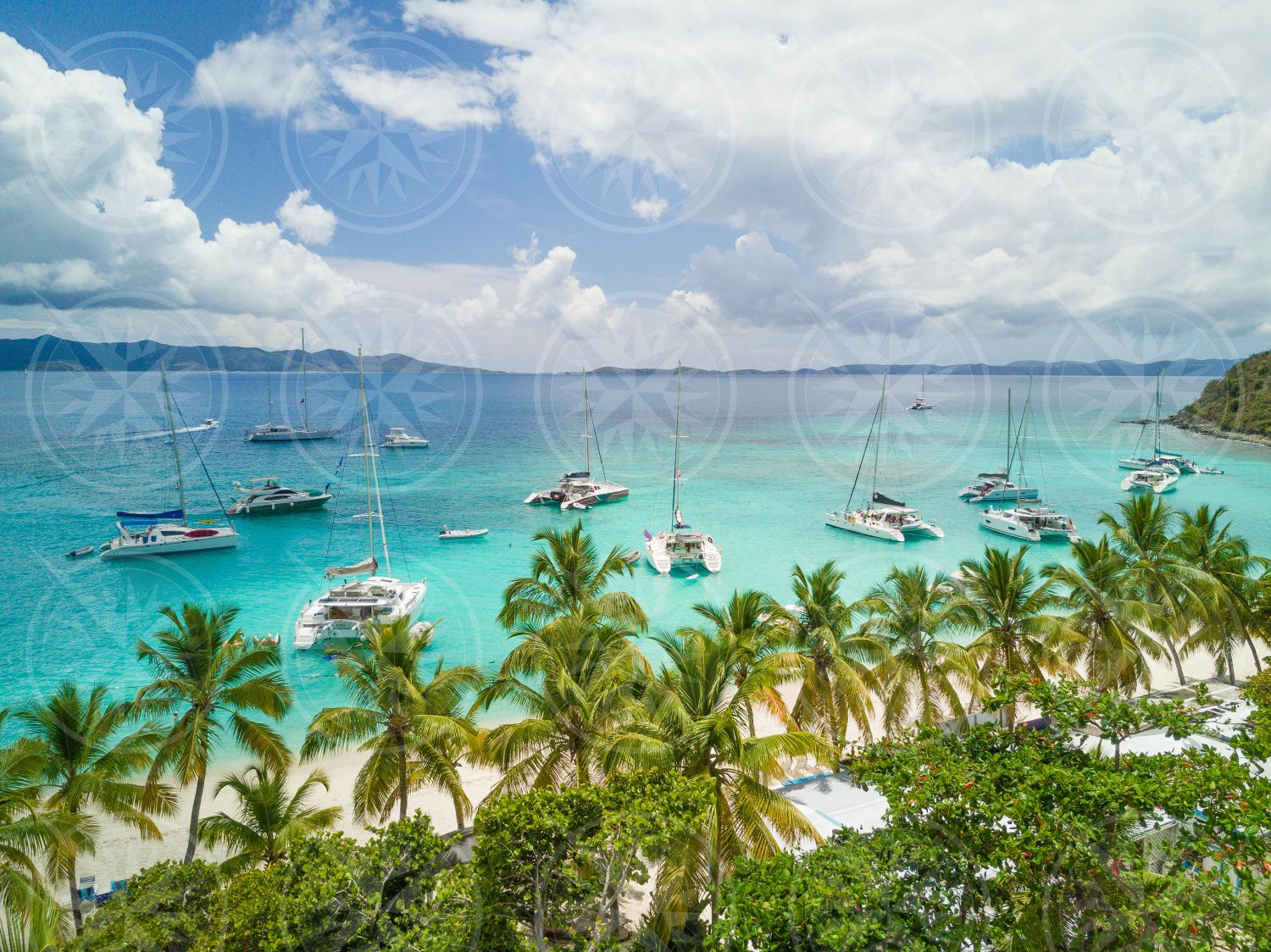 Boats anchored offshore