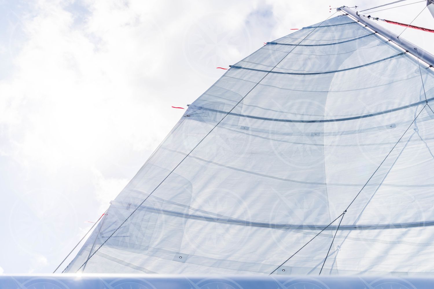 Mainsail with telltales flying