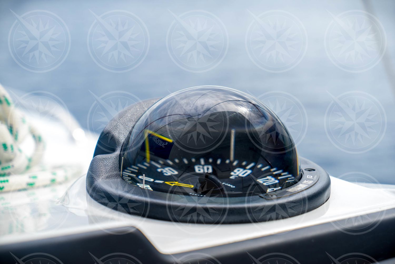 Compass on sailboat closeup