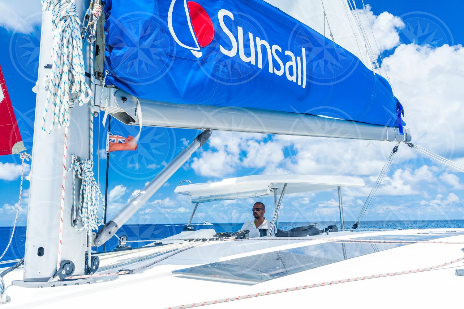 Man sailing catamaran