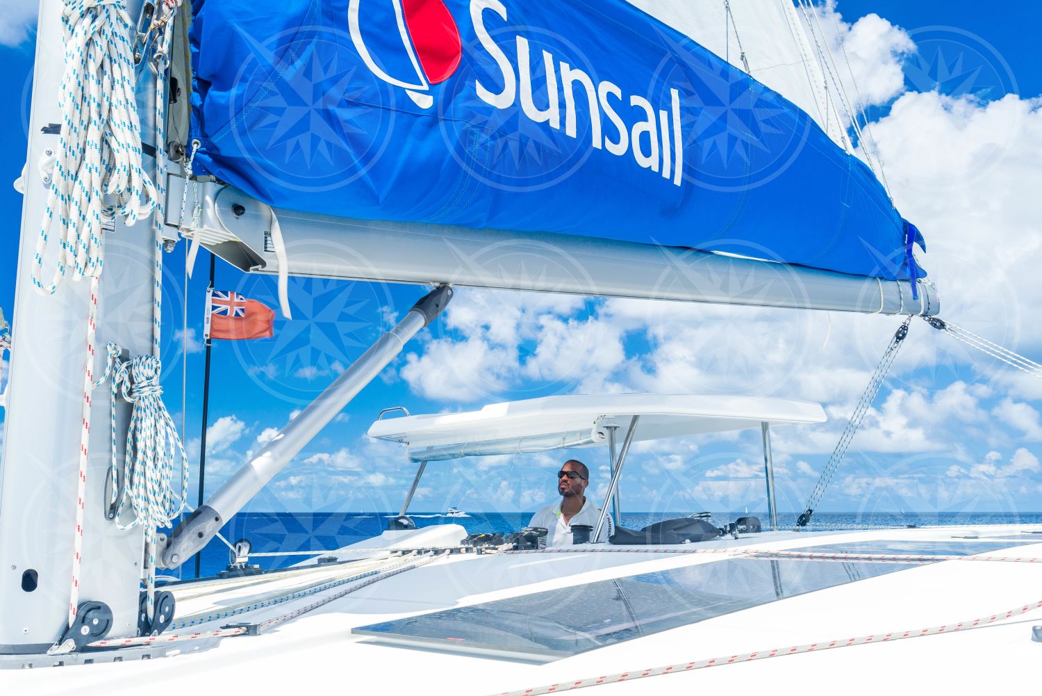 Man sailing catamaran