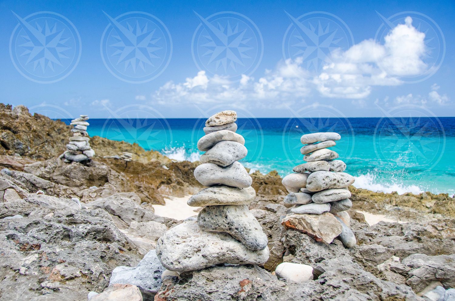 Stacked rocks on beach