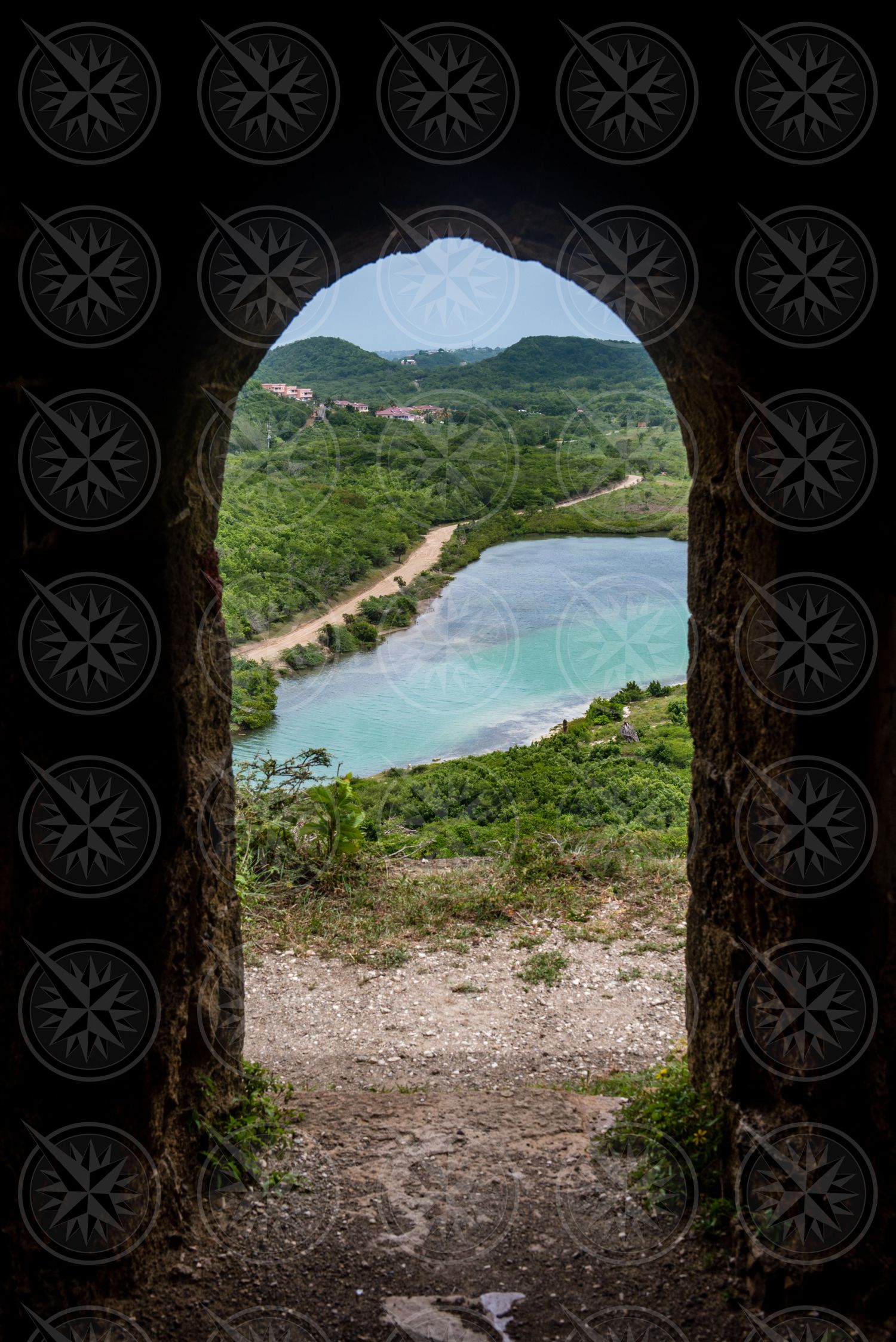 View of Deepwater Bay Beach from inside Fort Barrington