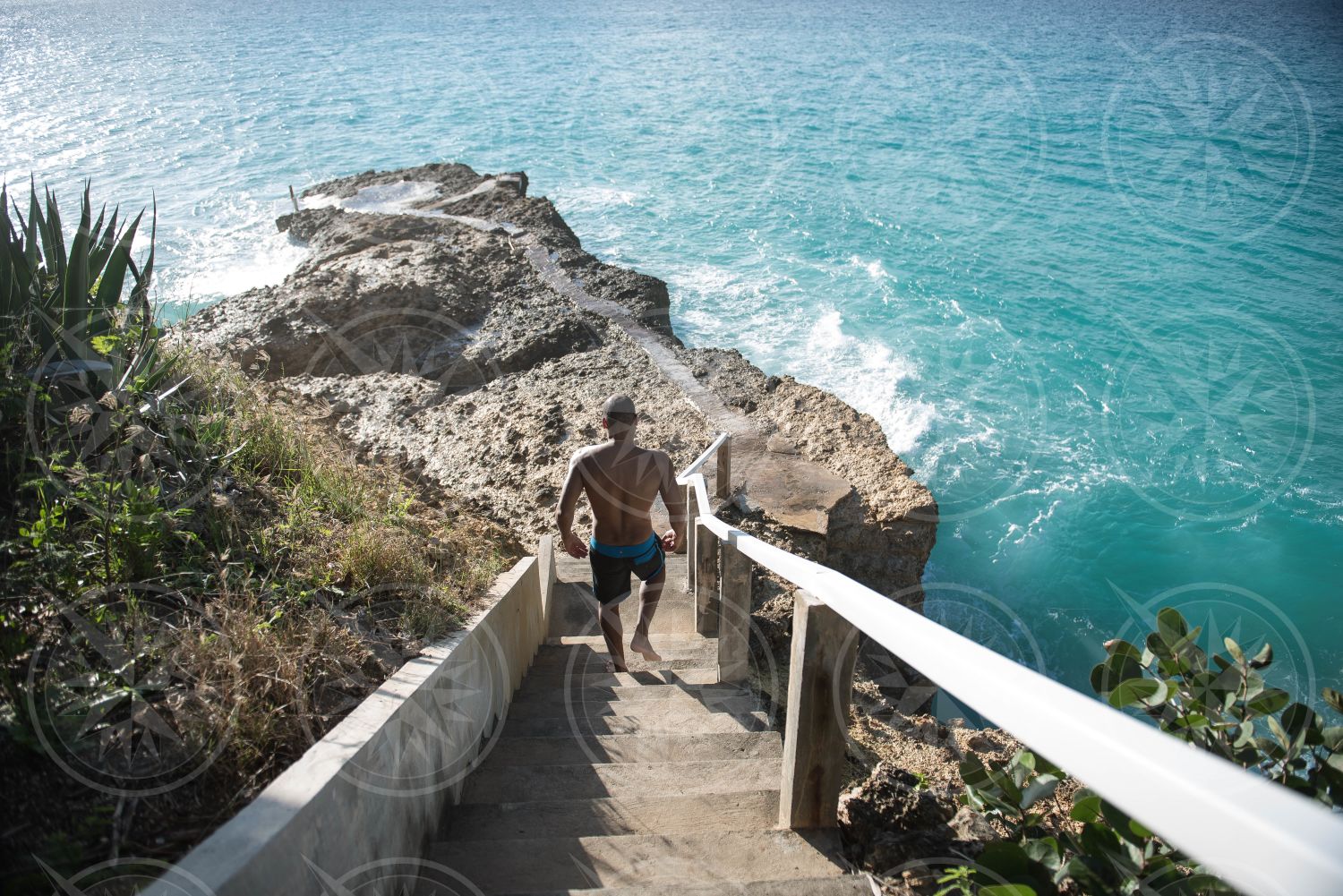 Walking down stairs