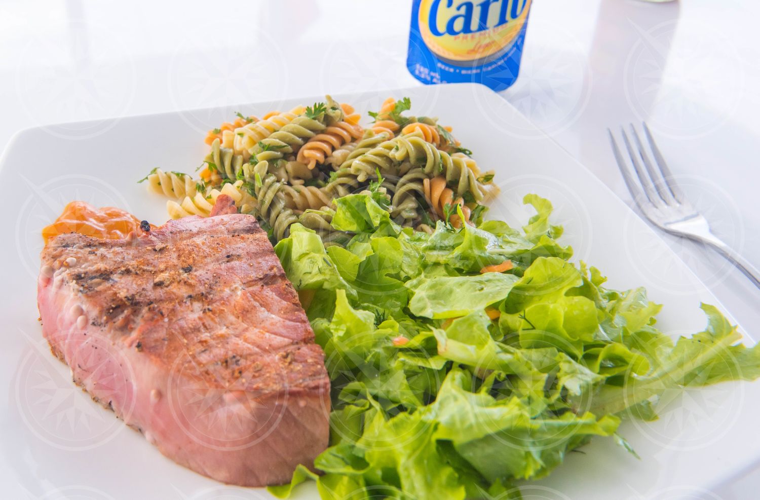 Tuna pasta and salad