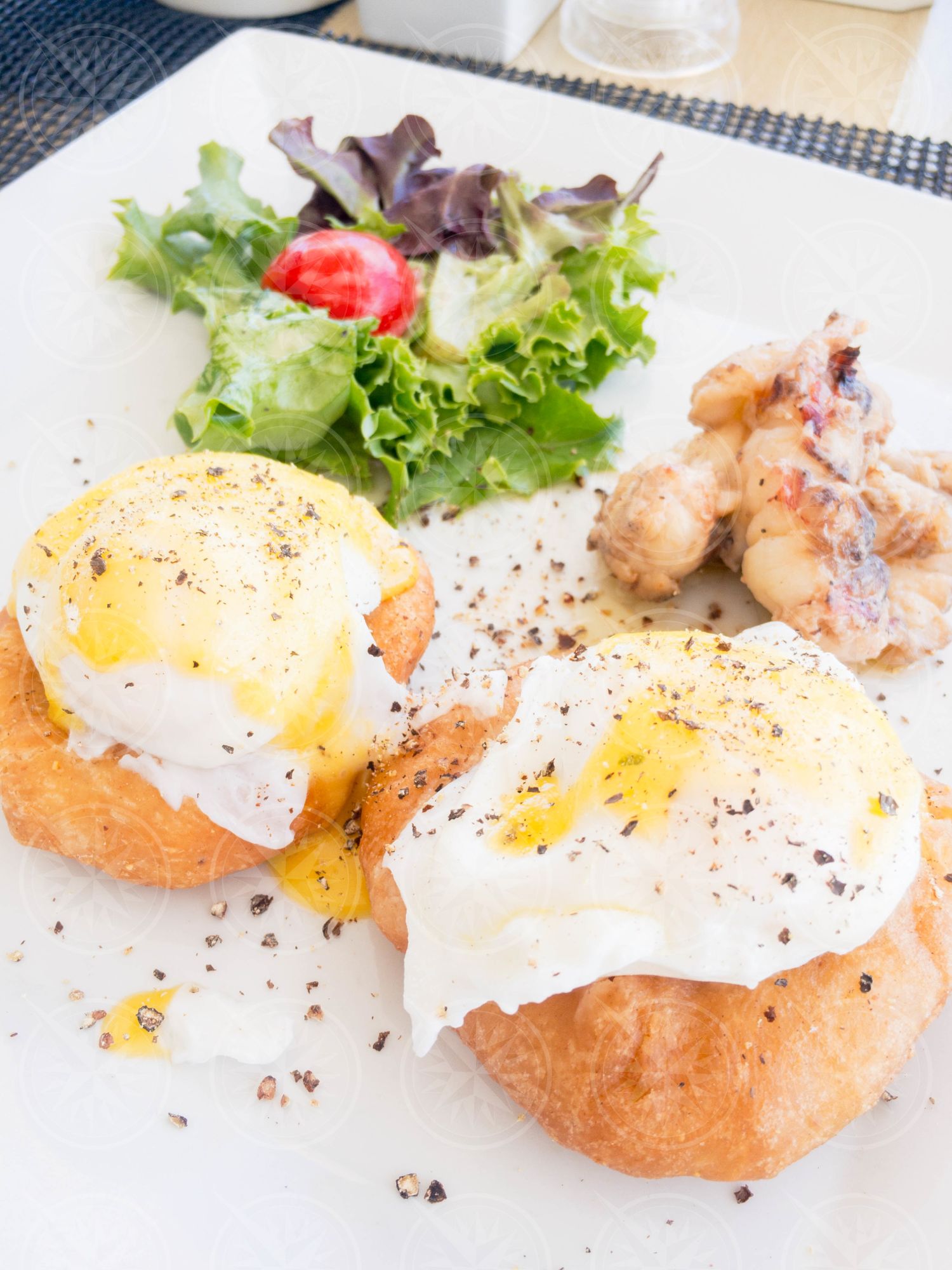 Poached eggs and fry bake