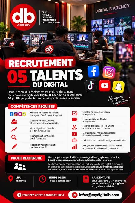 Digital B Agency recrute 05 talents du digital