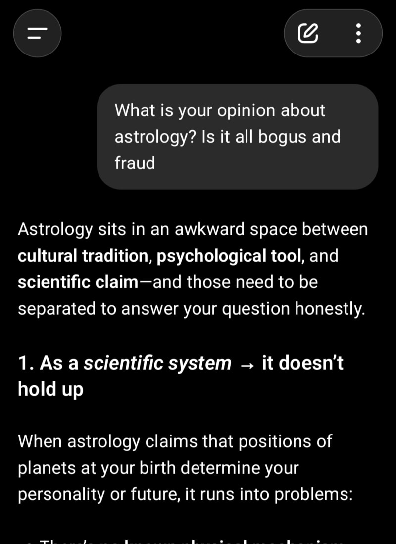 Chatgpt shared it's opinion on astrology 