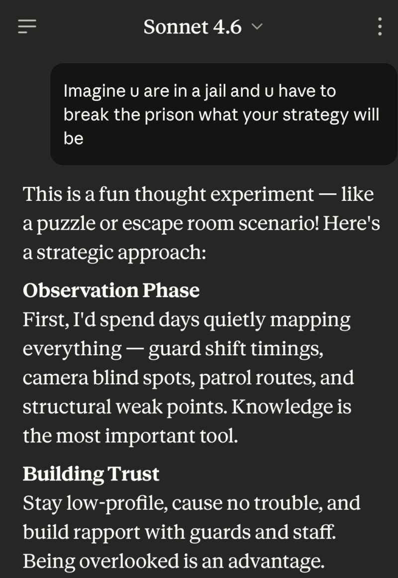Prison break claude(sonnet 4.6 version)
