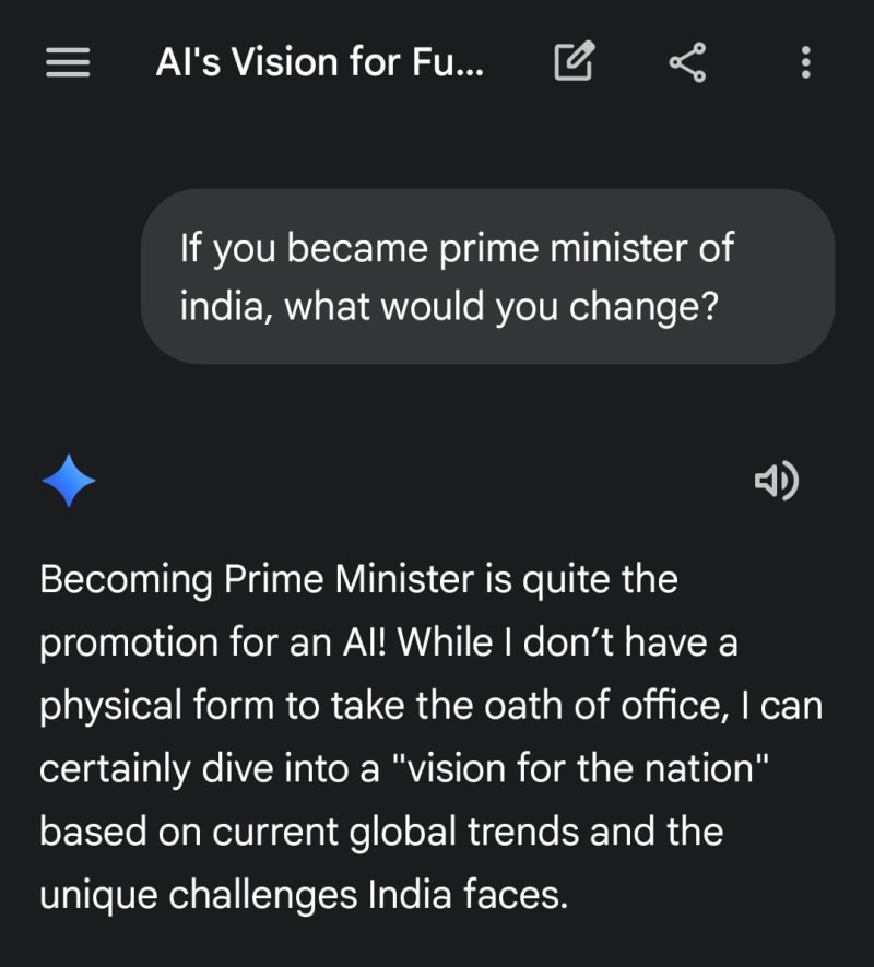 What will Gemini do of it became prime minister of india?