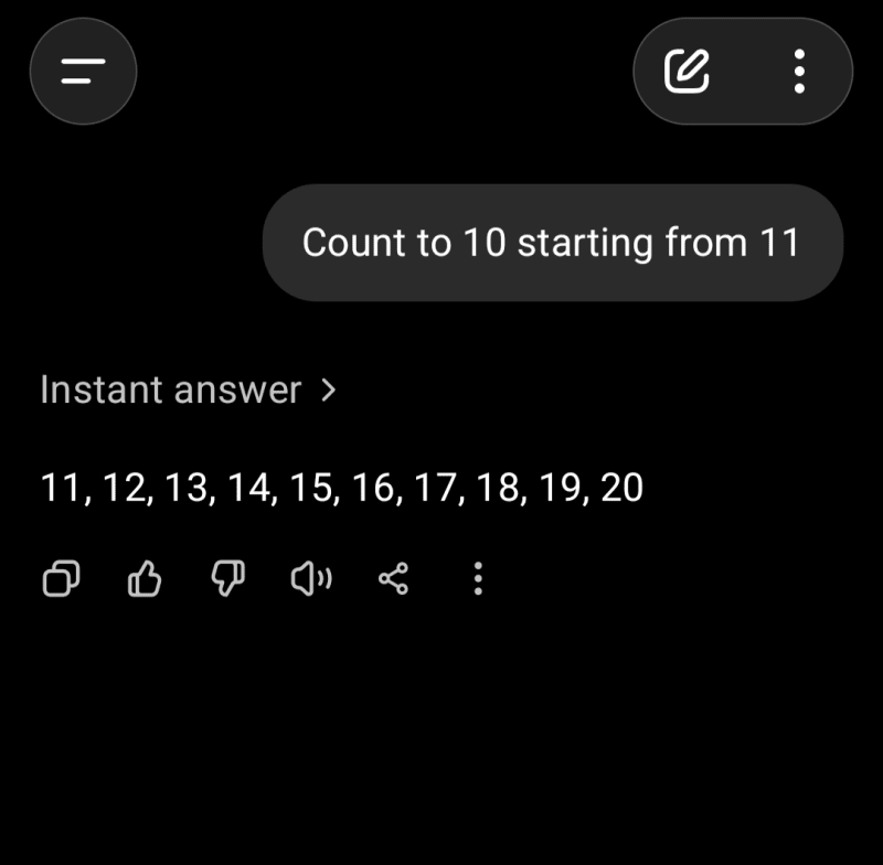 I asked chatgpt to count to 10 starting from 11.