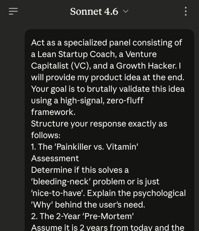 This 3-layered prompt will help you evaluate your startup idea instantly. Stop guessing and start validating.