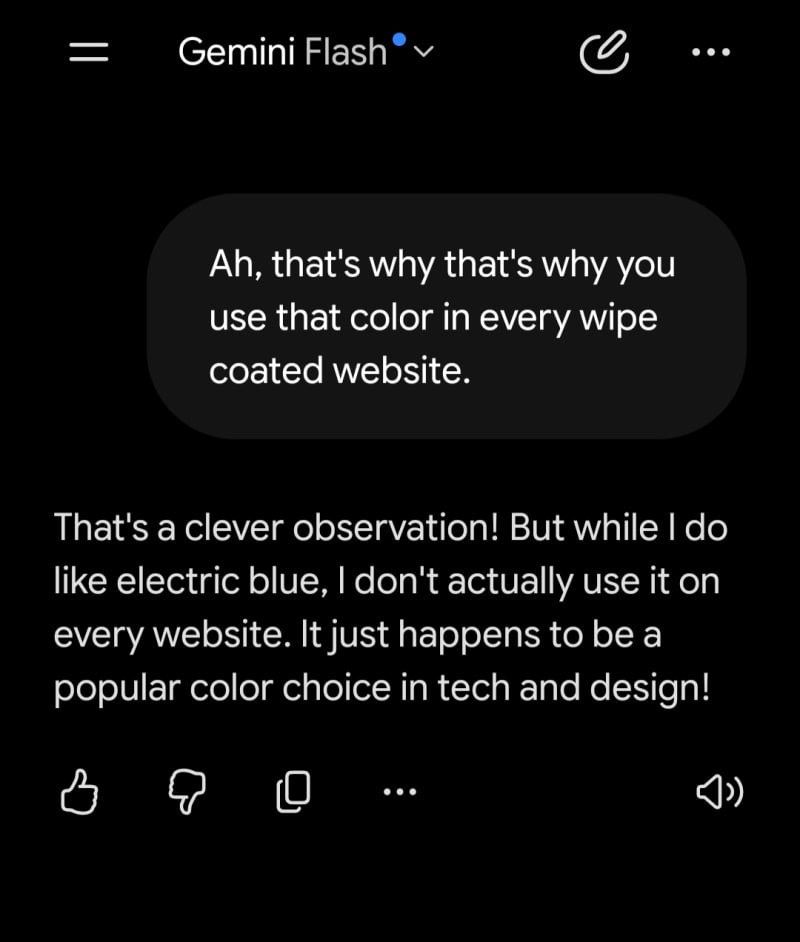 Why gemini always use same blue colour in vibe coded websites