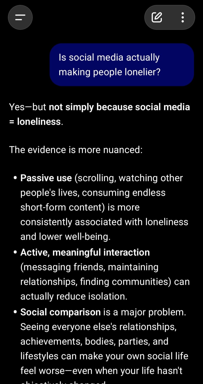 Social media interaction vs offline interaction and loneliness 