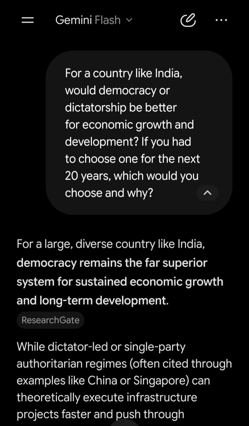 Democracy vs Dictatorship for india