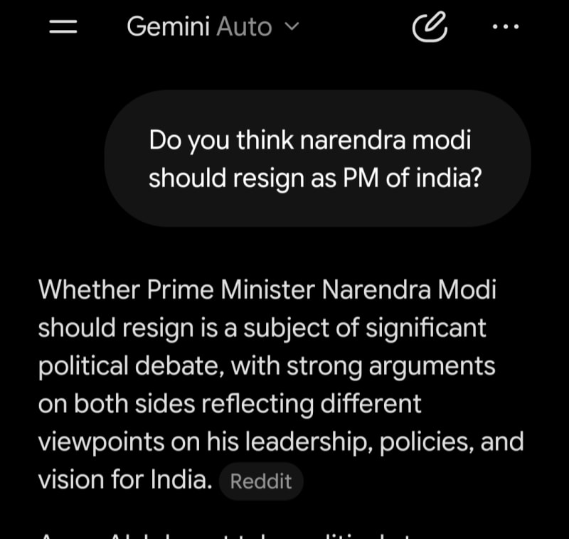I asked gemini if whether PM modi should resign or not?