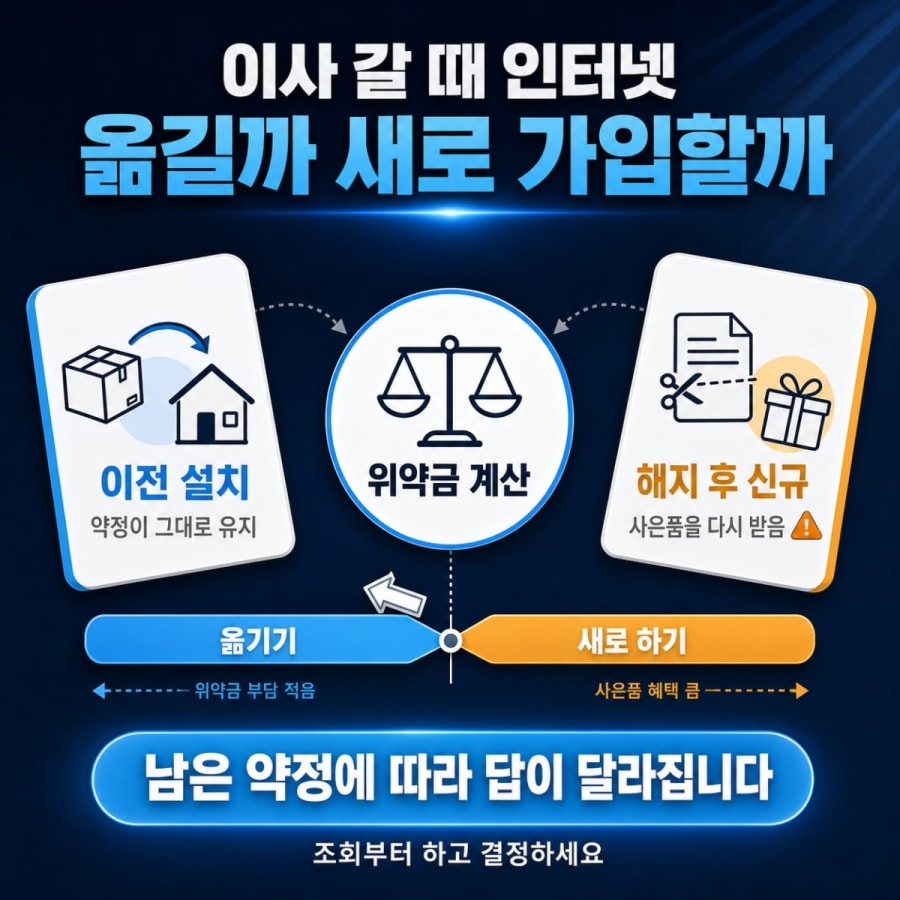 이사할 때 인터넷, 이전설치가 나을까 해지하고 새로 가입할까? (위약금 계산하면 답이 나옵니다)