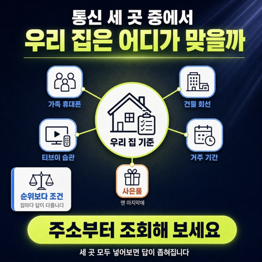 통신 3사 중 우리 집은 어디가 맞을까? (성향별 선택 기준표)