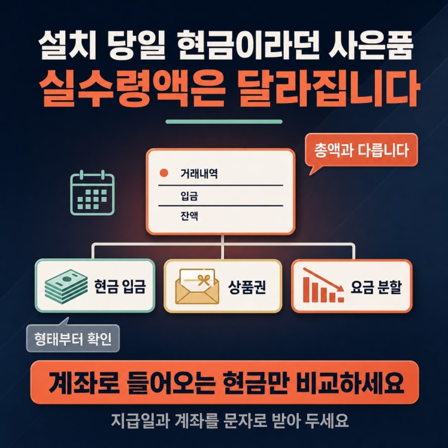 인터넷 사은품, 설치 당일에 정말 현금으로 받나요? (지급 방식에 따라 실수령액이 달라집니다)