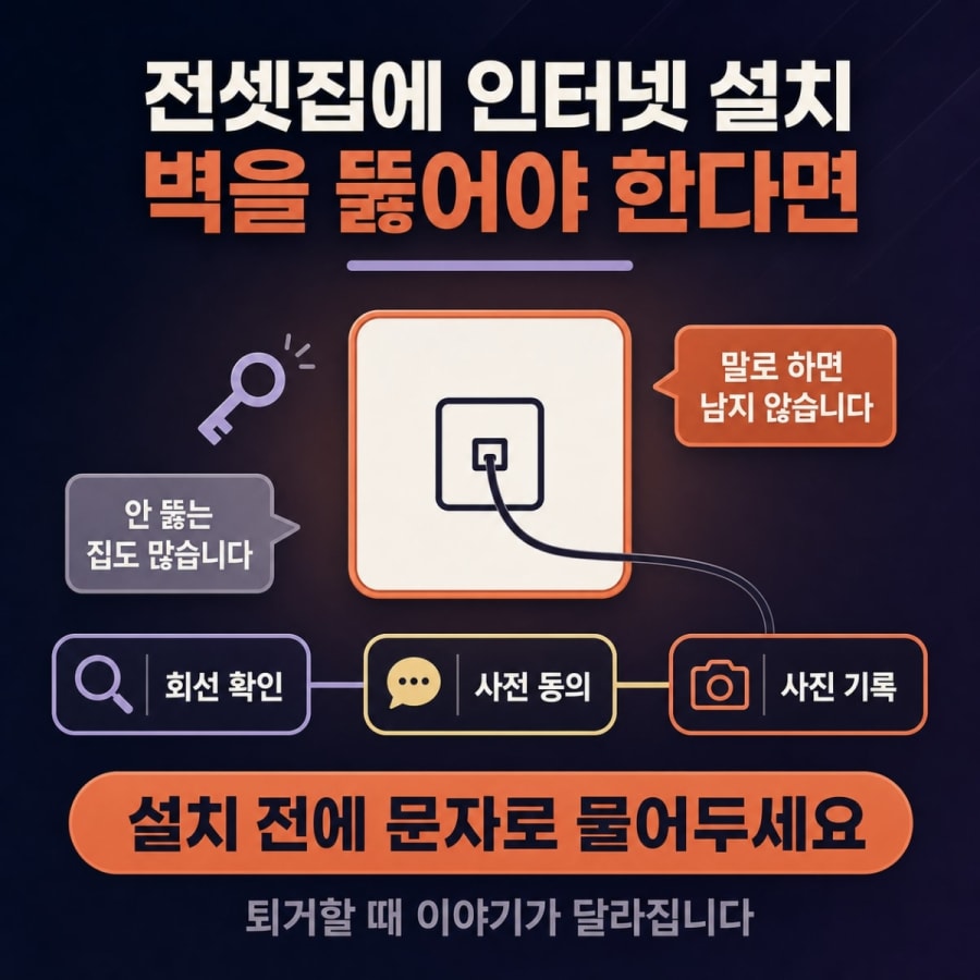 전셋집에 인터넷 설치, 집주인 동의 받아야 하나요? (벽 타공과 원상복구 기준)
