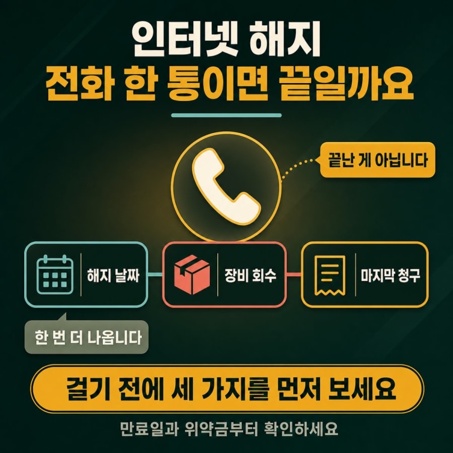 인터넷 해지, 전화 한 통이면 끝일까요? (신청부터 마지막 청구서까지)